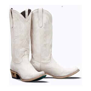 Lane Women's Lexington Leather Western Boots Snip Toe White Size 10